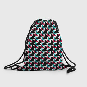 Рюкзак-мешок 3D с принтом Красно-черный абстрактный узор в Тюмени, 100% полиэстер | плотность ткани — 200 г/м2, размер — 35 х 45 см; лямки — толстые шнурки, застежка на шнуровке, без карманов и подкладки | абстрактный | геометрические фигуры | модный | молодежный | ртеугольники | современный
