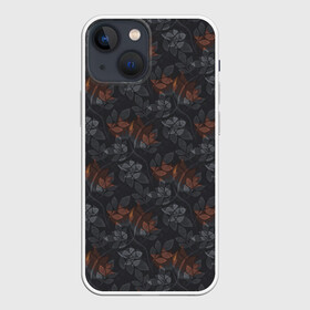 Чехол для iPhone 13 mini с принтом Серо коричневый цветочный узор в Тюмени,  |  | абстрактные цветы | женский | коричневый | модный | серый | цветочный | цветы