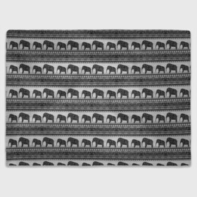 Плед 3D с принтом Черно-белый узор слоны в Тюмени, 100% полиэстер | закругленные углы, все края обработаны. Ткань не мнется и не растягивается | Тематика изображения на принте: африканский | монохромный узор | орнамент | полосы | серый | серый и черный | слоны | этнический