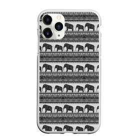 Чехол для iPhone 11 Pro матовый с принтом Черно-белый узор слоны в Тюмени, Силикон |  | Тематика изображения на принте: африканский | монохромный узор | орнамент | полосы | серый | серый и черный | слоны | этнический