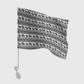 Флаг для автомобиля с принтом Черно-белый узор слоны в Тюмени, 100% полиэстер | Размер: 30*21 см | африканский | монохромный узор | орнамент | полосы | серый | серый и черный | слоны | этнический