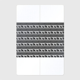 Магнитный плакат 2Х3 с принтом Черно-белый узор слоны в Тюмени, Полимерный материал с магнитным слоем | 6 деталей размером 9*9 см | африканский | монохромный узор | орнамент | полосы | серый | серый и черный | слоны | этнический