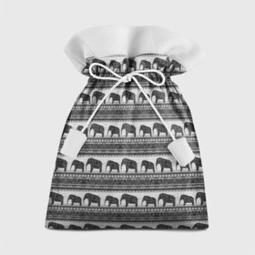 Подарочный 3D мешок с принтом Черно-белый узор слоны в Тюмени, 100% полиэстер | Размер: 29*39 см | африканский | монохромный узор | орнамент | полосы | серый | серый и черный | слоны | этнический