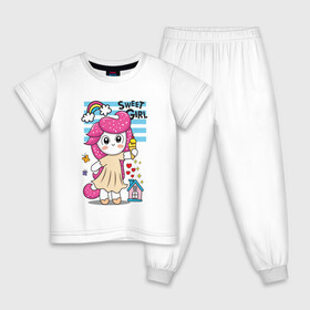 Детская пижама хлопок с принтом Милая девочка пони  в Тюмени, 100% хлопок |  брюки и футболка прямого кроя, без карманов, на брюках мягкая резинка на поясе и по низу штанин
 | Тематика изображения на принте: девочка | единорог | маленькая девочка | милашка | милая | пони