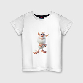 Детская футболка хлопок с принтом BOOBA в Тюмени, 100% хлопок | круглый вырез горловины, полуприлегающий силуэт, длина до линии бедер | booba | buba | боба | буба | буба мультик | гула | домовенок | домовенок буба | домовой | дуда | лула | мультик | мультфильм | спайк