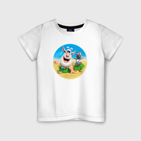 Детская футболка хлопок с принтом Буба и Лула, Booba в Тюмени, 100% хлопок | круглый вырез горловины, полуприлегающий силуэт, длина до линии бедер | booba | буба | буба мультфильм | гуга | детские | домовенок | домовой | дуда | лула | малышам | мультик