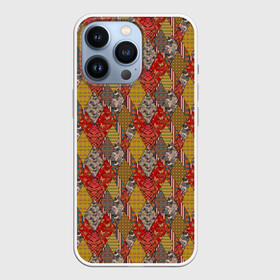 Чехол для iPhone 13 Pro с принтом Осенний пэчворк в Тюмени,  |  | деревенский | для дома | заплатки | лоскуты | модный | оранжевый | пэчворк | рыжий | фольклор