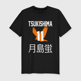 Мужская футболка хлопок Slim с принтом TSUKISHIMA KEI / КЕЙ ЦУКИШИМА в Тюмени, 92% хлопок, 8% лайкра | приталенный силуэт, круглый вырез ворота, длина до линии бедра, короткий рукав | anime | haikyu | karasuno. | manga | tsukishima kei | аниме | волейбол | герой | карасуно | кей цукишима | манга | персонаж