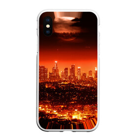Чехол для iPhone XS Max матовый с принтом Закат в Нью Йорке в Тюмени, Силикон | Область печати: задняя сторона чехла, без боковых панелей | Тематика изображения на принте: город | закат | красный | луна | мегаполис | месяц | нью йорк | яркий