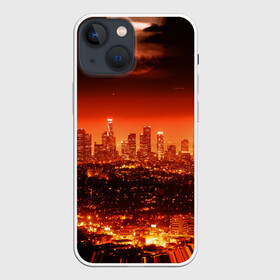 Чехол для iPhone 13 mini с принтом Закат в Нью Йорке в Тюмени,  |  | Тематика изображения на принте: город | закат | красный | луна | мегаполис | месяц | нью йорк | яркий