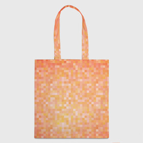 Шоппер 3D с принтом Оранжевая пиксель абстракция в Тюмени, 100% полиэстер | Плотность: 200 г/м2; Размер: 34×35 см; Высота лямок: 30 см | halloween | pixel art | абстракция | оранжевый | осенний | пиксели | пиксель арт | пиксельный | рыжий | хэллоуин