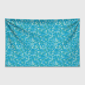 Флаг-баннер с принтом Бирюзовая пиксель абстракция в Тюмени, 100% полиэстер | размер 67 х 109 см, плотность ткани — 95 г/м2; по краям флага есть четыре люверса для крепления | pixel art | абстракция | бирюзовый | изумрудный | пиксели | пиксель арт | пиксельный