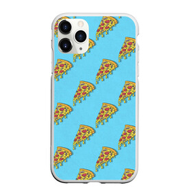 Чехол для iPhone 11 Pro Max матовый с принтом Пицца паттерн на голубом в Тюмени, Силикон |  | еда | итальянская кухня | кусок пиццы | паттерн | пицца | пицца пепперони | пицца с колбасой и сыром | слайс | фаст фуд
