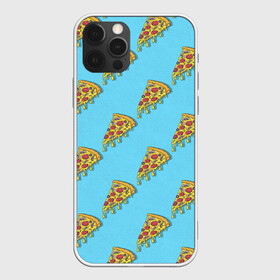 Чехол для iPhone 12 Pro Max с принтом Пицца паттерн на голубом в Тюмени, Силикон |  | еда | итальянская кухня | кусок пиццы | паттерн | пицца | пицца пепперони | пицца с колбасой и сыром | слайс | фаст фуд
