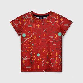 Детская футболка 3D с принтом Mathematics Geometry Geometric в Тюмени, 100% гипоаллергенный полиэфир | прямой крой, круглый вырез горловины, длина до линии бедер, чуть спущенное плечо, ткань немного тянется | plus | геометрический узор | круги | прямоугольник | треугольник