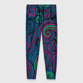 Женские брюки 3D с принтом Сказочный лес в Тюмени, полиэстер 100% | прямой крой, два кармана без застежек по бокам, с мягкой трикотажной резинкой на поясе и по низу штанин. В поясе для дополнительного комфорта — широкие завязки | аква | дизайн | зеленый | узор | фиолетовый