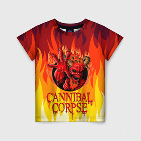 Детская футболка 3D с принтом Cannibal Corpse | Труп Канниба в Тюмени, 100% гипоаллергенный полиэфир | прямой крой, круглый вырез горловины, длина до линии бедер, чуть спущенное плечо, ткань немного тянется | cannibal | cannibal corpse | corpse | death metal | deathgrind | алекс уэбстер | брутальный дэт метал | дэт метал | дэтграйнд | пол мазуркевич | роб барретт | труп каннибала