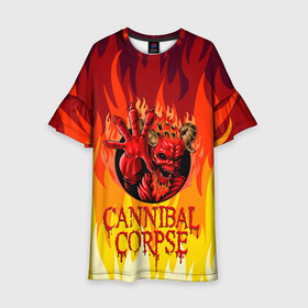 Детское платье 3D с принтом Cannibal Corpse | Труп Канниба в Тюмени, 100% полиэстер | прямой силуэт, чуть расширенный к низу. Круглая горловина, на рукавах — воланы | cannibal | cannibal corpse | corpse | death metal | deathgrind | алекс уэбстер | брутальный дэт метал | дэт метал | дэтграйнд | пол мазуркевич | роб барретт | труп каннибала