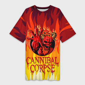 Платье-футболка 3D с принтом Cannibal Corpse | Труп Канниба в Тюмени,  |  | cannibal | cannibal corpse | corpse | death metal | deathgrind | алекс уэбстер | брутальный дэт метал | дэт метал | дэтграйнд | пол мазуркевич | роб барретт | труп каннибала