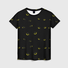 Женская футболка 3D с принтом Кошачьи глаза в Тюмени, 100% полиэфир ( синтетическое хлопкоподобное полотно) | прямой крой, круглый вырез горловины, длина до линии бедер | взгляд | глаза | глаза кошки | кот | кошачьи | хитрый взгляд