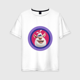 Женская футболка хлопок Oversize с принтом Буба диско в Тюмени, 100% хлопок | свободный крой, круглый ворот, спущенный рукав, длина до линии бедер
 | booba | buba. бубба | буба | домовой | пушистый домовой
