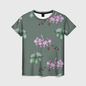 Женская футболка 3D с принтом Розовые орхидеи в Тюмени, 100% полиэфир ( синтетическое хлопкоподобное полотно) | прямой крой, круглый вырез горловины, длина до линии бедер | 8 марта | flowers | march 8 | spring | ботаническая иллюстрация | весна | день рождения | зеленый | лето | любовь | орхидея | праздник | принт | природа | растения | розовый | цветы
