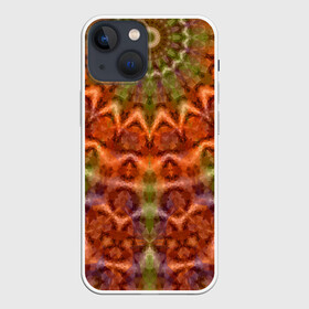 Чехол для iPhone 13 mini с принтом Оранжево оливковый калейдоскоп в Тюмени,  |  | калейдоскоп | коричневый | круглый орнамент | модный | мозаика | мозаичный узор | оливковый | оранжевый | орнамент | этнический