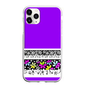 Чехол для iPhone 11 Pro Max матовый с принтом Яркий фиолетовый цветочный  в Тюмени, Силикон |  | Тематика изображения на принте: детский | женский | кайма | лето | разноцветные ромашки | ромашки | фиолетовый | фиолетовый и желтый | цветочный узор | цветы