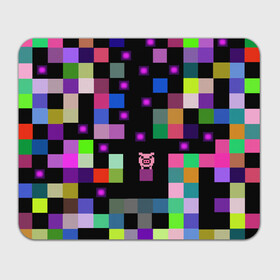 Коврик для мышки прямоугольный с принтом Arcade Pig в Тюмени, натуральный каучук | размер 230 х 185 мм; запечатка лицевой стороны | Тематика изображения на принте: аркада | аркадная игра | мозайка из пикселей | разноцветные квадраты | свинка | свинья на кубе | цифровые кубики