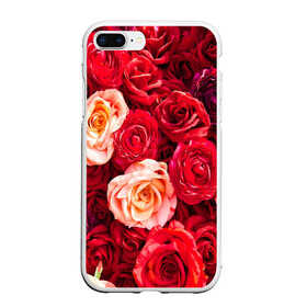 Чехол для iPhone 7Plus/8 Plus матовый с принтом Букет роз в Тюмени, Силикон | Область печати: задняя сторона чехла, без боковых панелей | Тематика изображения на принте: большие | букет | девушкам | красивые | пышные | розы | цветы | яркие
