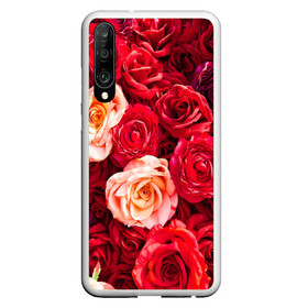Чехол для Honor P30 с принтом Букет роз в Тюмени, Силикон | Область печати: задняя сторона чехла, без боковых панелей | большие | букет | девушкам | красивые | пышные | розы | цветы | яркие