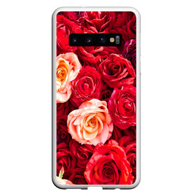 Чехол для Samsung Galaxy S10 с принтом Букет роз в Тюмени, Силикон | Область печати: задняя сторона чехла, без боковых панелей | большие | букет | девушкам | красивые | пышные | розы | цветы | яркие