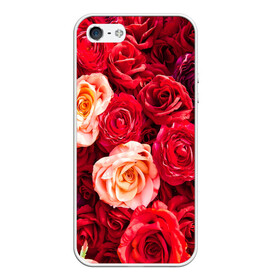 Чехол для iPhone 5/5S матовый с принтом Букет роз в Тюмени, Силикон | Область печати: задняя сторона чехла, без боковых панелей | Тематика изображения на принте: большие | букет | девушкам | красивые | пышные | розы | цветы | яркие