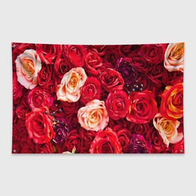 Флаг-баннер с принтом Букет роз в Тюмени, 100% полиэстер | размер 67 х 109 см, плотность ткани — 95 г/м2; по краям флага есть четыре люверса для крепления | большие | букет | девушкам | красивые | пышные | розы | цветы | яркие