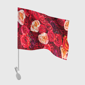Флаг для автомобиля с принтом Букет роз в Тюмени, 100% полиэстер | Размер: 30*21 см | Тематика изображения на принте: большие | букет | девушкам | красивые | пышные | розы | цветы | яркие