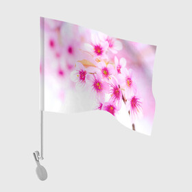Флаг для автомобиля с принтом Весеннее цветение вишни в Тюмени, 100% полиэстер | Размер: 30*21 см | бутоны | весна | девушкам | красивые | розовые | сакура | цветение | цветы | яблоня