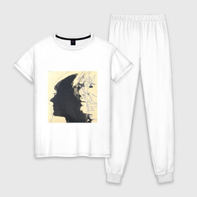 Женская пижама хлопок с принтом Andy Warhol art в Тюмени, 100% хлопок | брюки и футболка прямого кроя, без карманов, на брюках мягкая резинка на поясе и по низу штанин | andy | art | pop | warhol | арт | коллаж | поп | портрет | фото | художник
