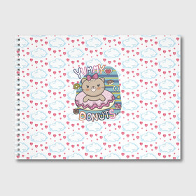 Альбом для рисования с принтом Мишка в пончике в Тюмени, 100% бумага
 | матовая бумага, плотность 200 мг. | Тематика изображения на принте: девочка | медведь | медвежонок | мишка | пончик | сладости