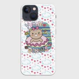 Чехол для iPhone 13 mini с принтом Мишка в пончике в Тюмени,  |  | девочка | медведь | медвежонок | мишка | пончик | сладости