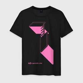 Мужская футболка хлопок с принтом architecton_one_pink в Тюмени, 100% хлопок | прямой крой, круглый вырез горловины, длина до линии бедер, слегка спущенное плечо. | архитектон | архитектура | геометрия | конструкция | тени