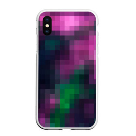 Чехол для iPhone XS Max матовый с принтом Разноцветный геометрический уз в Тюмени, Силикон | Область печати: задняя сторона чехла, без боковых панелей | абстрактный | геометрический | зеленый | квадраты | клетка | клетчатый узор | молодежный | сиреневый | фиолетовый