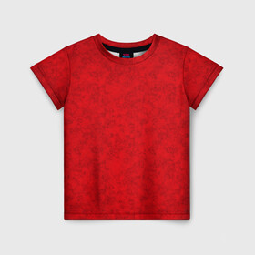 Детская футболка 3D с принтом Ярко-красный мраморный узор в Тюмени, 100% гипоаллергенный полиэфир | прямой крой, круглый вырез горловины, длина до линии бедер, чуть спущенное плечо, ткань немного тянется | Тематика изображения на принте: абстрактный | алый | камень | красный | красный мрамор | мрамор | мраморный узор | современный