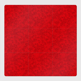 Магнитный плакат 3Х3 с принтом Ярко-красный мраморный узор в Тюмени, Полимерный материал с магнитным слоем | 9 деталей размером 9*9 см | абстрактный | алый | камень | красный | красный мрамор | мрамор | мраморный узор | современный