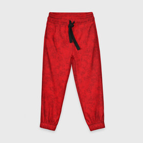 Детские брюки 3D с принтом Ярко-красный мраморный узор в Тюмени, 100% полиэстер | манжеты по низу, эластичный пояс регулируется шнурком, по бокам два кармана без застежек, внутренняя часть кармана из мелкой сетки | абстрактный | алый | камень | красный | красный мрамор | мрамор | мраморный узор | современный