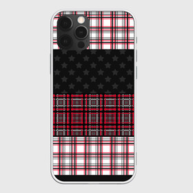 Чехол для iPhone 12 Pro Max с принтом Комбинированный красно-серый  в Тюмени, Силикон |  | клетка | комбинированный | красный и черный | креативный | плед | полосы | узор в клетку | шотландка