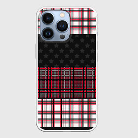Чехол для iPhone 13 Pro с принтом Комбинированный красно серый в Тюмени,  |  | Тематика изображения на принте: клетка | комбинированный | красный и черный | креативный | плед | полосы | узор в клетку | шотландка