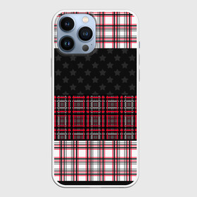 Чехол для iPhone 13 Pro Max с принтом Комбинированный красно серый в Тюмени,  |  | Тематика изображения на принте: клетка | комбинированный | красный и черный | креативный | плед | полосы | узор в клетку | шотландка