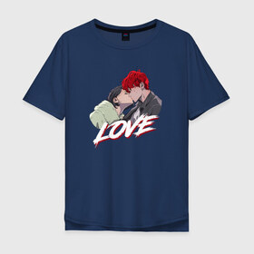 Мужская футболка хлопок Oversize с принтом Mia Kim x Vinny Hong Love в Тюмени, 100% хлопок | свободный крой, круглый ворот, “спинка” длиннее передней части | anime | manhwa | mia kim | vinny hong | windbreaker | аниме | ветролом | манга | манхва