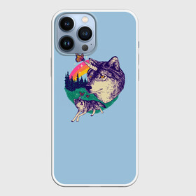 Чехол для iPhone 13 Pro Max с принтом Волк единорог в Тюмени,  |  | unicorn | бабочка | волки | деревья | детская | единорог | лес | радуга