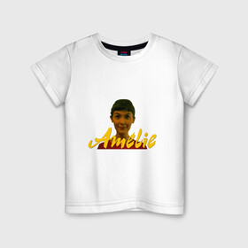 Детская футболка хлопок с принтом Амели девушка в Тюмени, 100% хлопок | круглый вырез горловины, полуприлегающий силуэт, длина до линии бедер | Тематика изображения на принте: ameliemovie | девушка | одритоту | фильмамели
